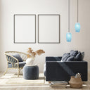 6" W Austin Glam White and Blue Glass Globe Shade Pendant Light