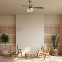 42" W Valencia LED Indoor Clear Hand-Cut Glass Bowl Shade Ceiling Fan with Remote Control