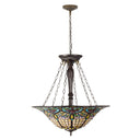 24" W Delilah Traditional Multicolor Stained Glass Bowl Shade Pendant