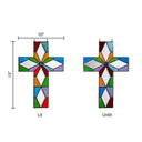 15" H Tiffany-Style Cross Stained Glass Window Panel