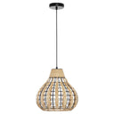 13"W Sandra Metal Pendant Light with Natural Rattan Shade