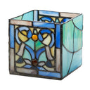 4.75" H Blue Flourishes Stained Glass Candle Holder