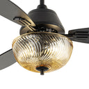 42" W Cecily LED Indoor Amber Swirl Hand-Cut Glass Black Ceiling Fan with Remote Control