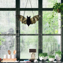 16" W Tiffany-Style Halloween Black Bat Stained Glass Window Panel