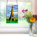 14.5" H Eiffel Tower Stained Glass Window Panel