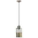 6" Callie Silver Finish Textured Metallic Gold and Clear Ombre Glass Cylinder-Shaped Pendant Lamp