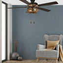 52"W Wooden Chandelier 5-Blade LED Ceiling Fan