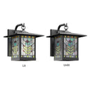 River of Goods Multicolor Stained Glass and Black 1-Light Outdoor Lantern Wall Sconce