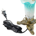9"H Handpainted Glass Dragonfly Lily Lamp
