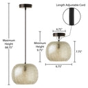 9.75" W Linda Glam Style Black and Subtle Green Luster Hand Blown Glass Shade Hanging Pendant Light