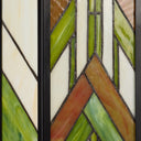 River of Goods Green Stained Glass and Black Satin Rectangular 1-Light Outdoor Wall Sconce