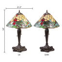 21.5" H Crimson Cardinal Tiffany-Style Stained Glass Cone Shade Candlestick Table Lamp