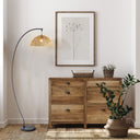 Raina River of Goods Black Metal and Natural Rattan Boho 77-Inch Floor Lamp
