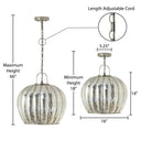 16 in. Nickel-Finish 1-Light Pendant with Silver Mercury Glass Shade
