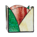 4.75" W Abstract Wave Design Stained Glass Candle Holder. Side view