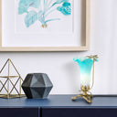 9"H Handpainted Glass Dragonfly Lily Lamp