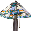 21" H Clarion Tiffany-Style Stained Glass Empire Shade Candlestick Base Table Lamp -Close up lit
