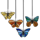 3.2" H Butterfly Kaleidoscope Stained Glass Window Panel Set