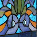36"H Victorian Stained Glass Fleur De Lis Window Panel