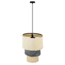 Enya 18"W Cream and Grey Fringe Pendant Light