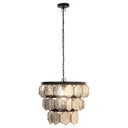 17" W Sabrina Glam Copper, Silver, and Black Drum Shade Pendant Light with Mercury Glass Hanging Accents