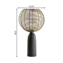 18.5" H Woven Brass Tone Wire Globe Shade Pillar Table Lamp
