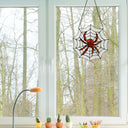 12" H Tiffany-Style Halloween Spider Web Stained Glass Window Panel