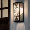 River of Goods Grey Stained Glass and Black Satin Rectangular 1-Light Outdoor Wall Sconce
