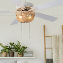 52" 5-Blade LED Tan Rattan Lighted Ceiling Fan