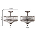 15.25"H Tiered Jeweled Glass and Metal Semi-Flush Mount Lighting Fixture