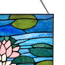 12" H Lotus Pond Stained Glass Window Panel