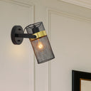 12"H Geo Black Painted Metal Mesh Drum Shade Wall Sconce