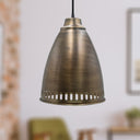 13"H Pierced Brushed Metal Cone 1-Light Pendant