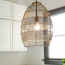 18.5"H Woven Organic Cage Oversized 1-Light Pendant