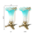 9"H Handpainted Glass Dragonfly Lily Lamp