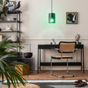 5" W Elowen Mid-Century Modern Green Cylinder Hand Blown Glass Shade Pendant Light