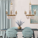 27.5"H Brushed Gold + Capiz Shell Candelabra Plug-in and Hardwire 6-Arm Chandelier