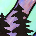 12.5"H Elena Northern Lights Lake Stained Glass Window Panel
