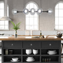 48" L 8-Light Degas Black Metal and Smoked Glass Chandelier