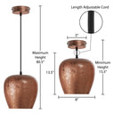 8" W Urban Copper Globe Shade Pendant Light