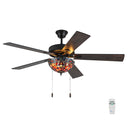 52" W Magna Carta Indoor Tiffany Stained Glass Oil Rubbed Bronze Ceiling Fan with Remote Control