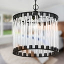 13" W Trudie Clear and Black Glass and Metal Pendant Light
