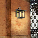 11.75"H Prairie 1-Light Stained Glass Black Outdoor Light Fixture