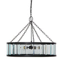 25" W 3-Light Gwen Black Metal and Glass Pendant