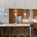 6" Callie Silver Finish Textured Metallic Gold and Clear Ombre Glass Cylinder-Shaped Pendant Lamp