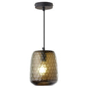 7" W Payton Retro Brown Hand Blown Glass Globe Shade Pendant Light with Hand Cut Honeycomb Design