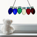 4”H Multicolor Holiday Lights Stained Glass Window Panel